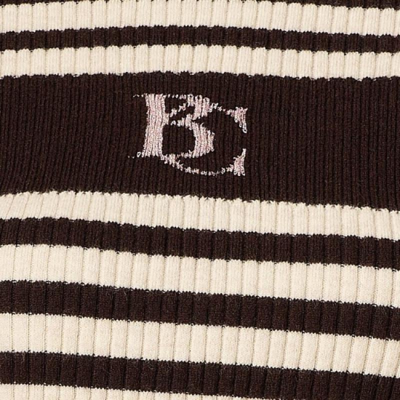 BCBG Полосатый вязаный топ с воротником-стойкой B3w9k305