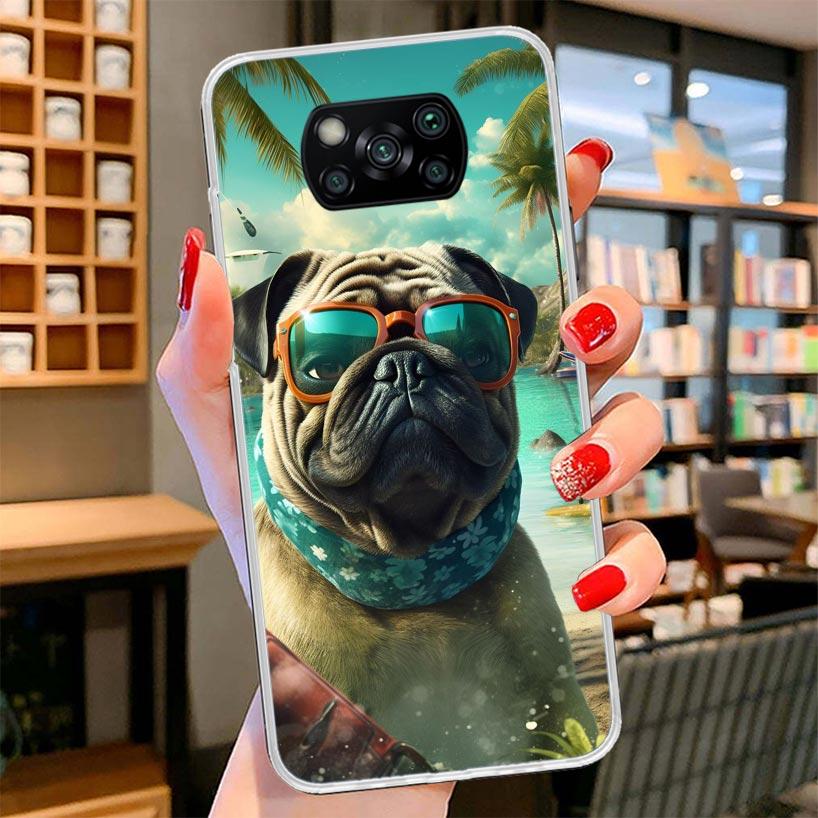 Love Pugs Cute Dog Cover Phone Case For Xiaomi Poco F7 Ultra X7 X6 X5 Pro M7 Redmi 15C 15 13C 13 12C 12 10C 10 9A 9C 9T 9 Shell
