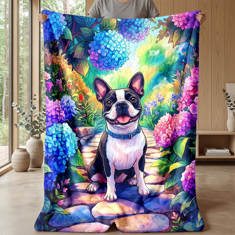 French Bulldog in City Theme blanket Lightweight Warm Flannel Blanket Decorative Throw Blanket for Home Decoration