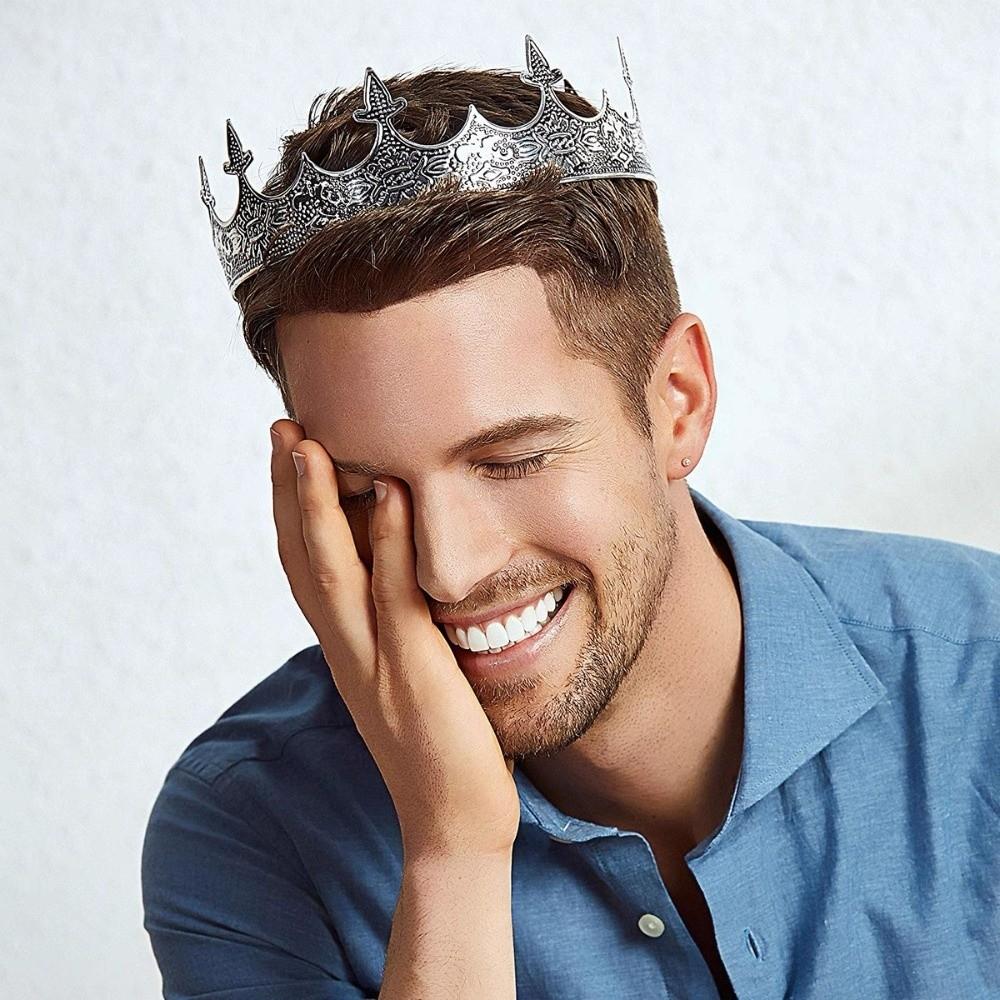 Zircon King Crown Exquisite Halloween Costume Accessories Retro Metal Prince Tiara Hair Ornaments
