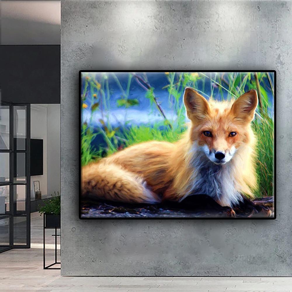 5D Diy Алмазная картина Животное Лиса Вышивка крестиком Полный Алмазная вышивка Мозаика