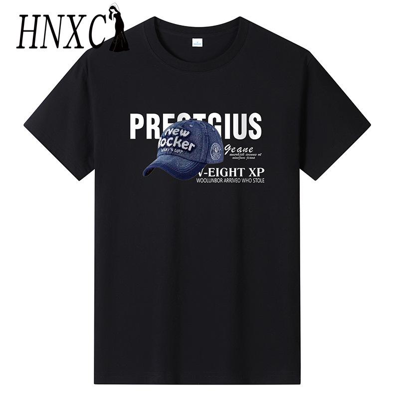 HNXC Хлопковая футболка с коротким рукавом, мужская модная свободная рубашка с половиной рукава, сострадательная рубашка с принтом