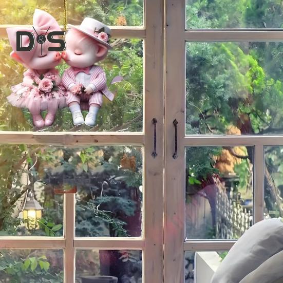 Cartoon Pig Pendant Hanging Decoration with Lanyard Easy To Hang Christmas Hanging Ornaments Acrylic Decorations