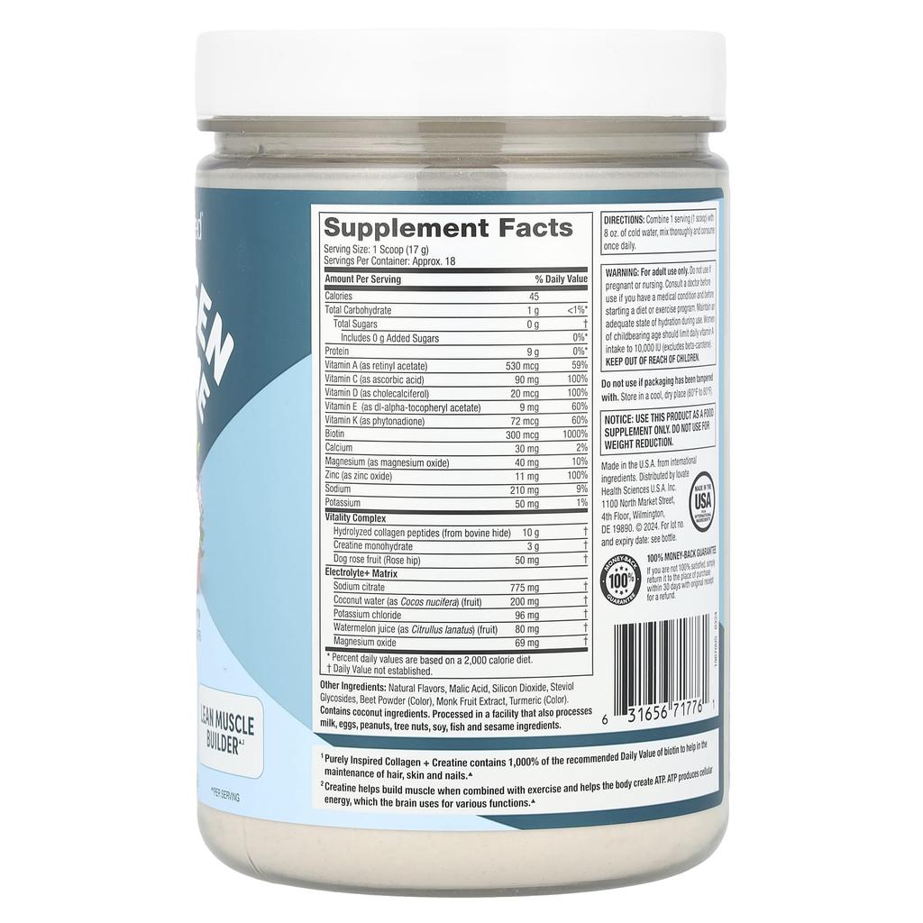 Collagen + Creatine, Watermelon Strawberry, 10.63 Oz (301 G)