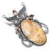 Natural Fossil Coral, Morganite 925 Sterling Silver Jewelry Pendant 3.15" W9I70