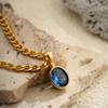 Multicolour Zircon Pendant Necklace Oval Shape Gemstone Necklace Metal Sweater Chain  Party Jewelry