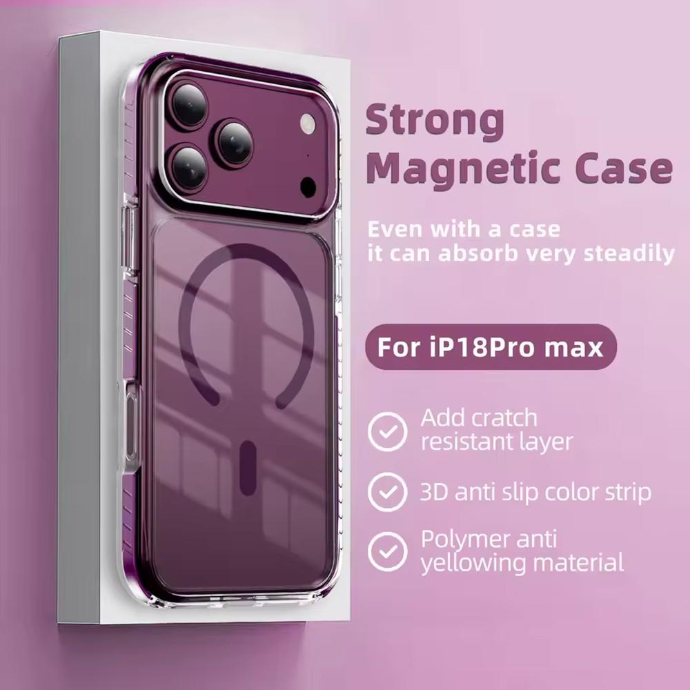 Роскошный прозрачный магнитный чехол для Magsafe для iPhone 18 17 Pro Max 18pro 17pro Coque Беспроводная зарядка Конфетная рамка Ударопрочный чехол