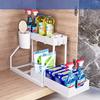 1PC Space-Saving 2-Tier Pull-Out Organizer - Durable Large Capacity Drawer for Kitchen and Bathroom Essentials