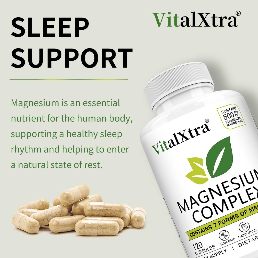 Magnesium complex supplement, beneficial for brain health, 120 capsules