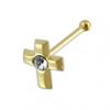 KODY PIERCING Булавка для носа с крестообразным шариком из 9-каратного золота, украшенная драгоценными камнями - качественный пирсинг