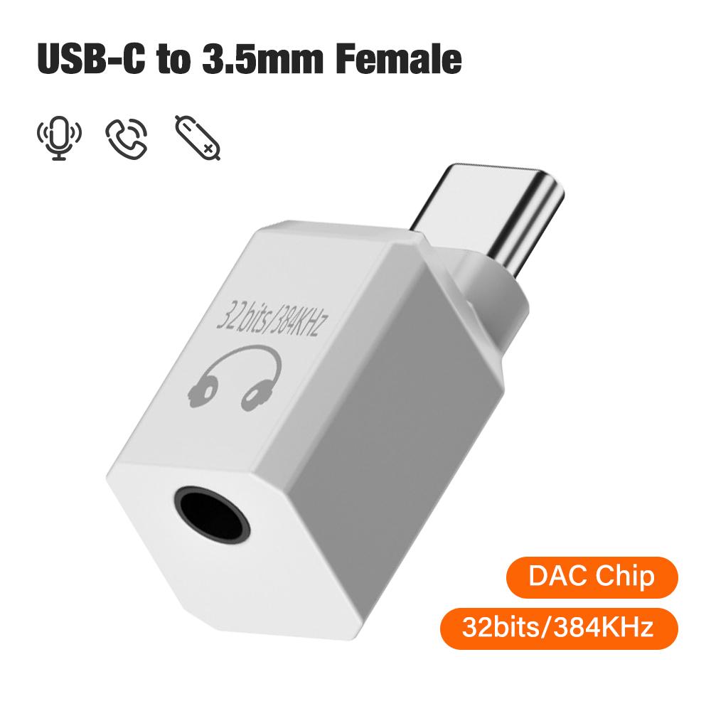 Type C to 3.5mm HiFi DAC Earphone Amplifier USB C Audio Decoder AMP Adapter 32bit 384kHz Sound Card Digital Decoder For Android