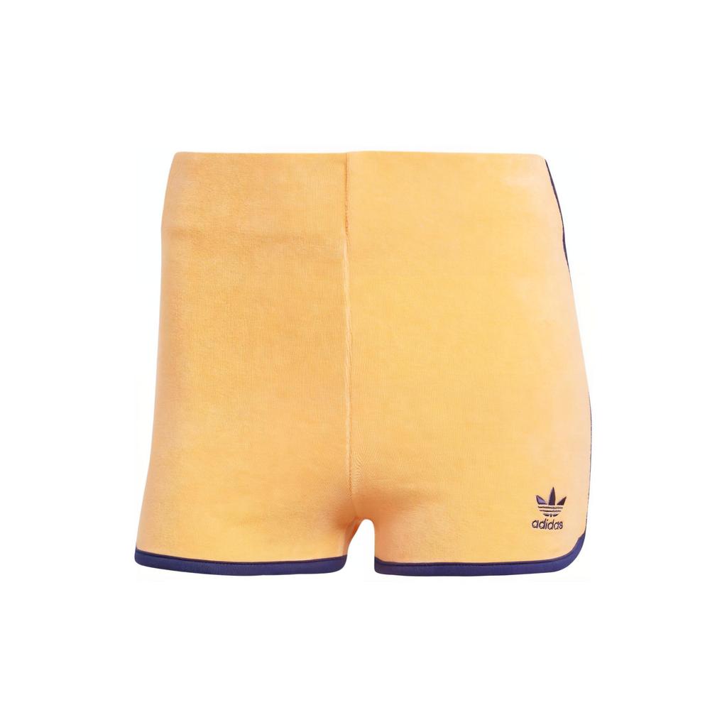 adidas Оригинальные махровые шорты с полосатым принтом и небольшим логотипом, обтягивающие повседневные шорты, женские шорты светло-оранжево-желтого цвета JG8060