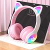 Беспроводные Bluetooth-наушники с активным шумоподавлением, уши кошки, светодиодные, складные, поддержка карт TF