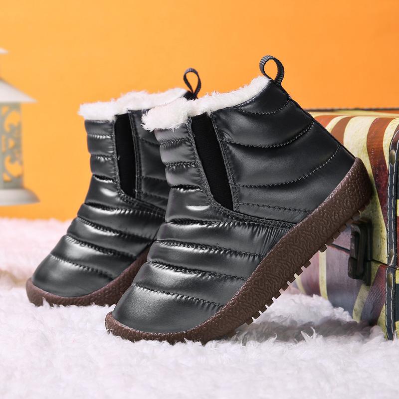 TUINANLE Детские зимние сапоги, зимняя нескользящая непромокаемая хлопковая обувь, детская утепленная плюшевая обувь без шнуровки для девочек