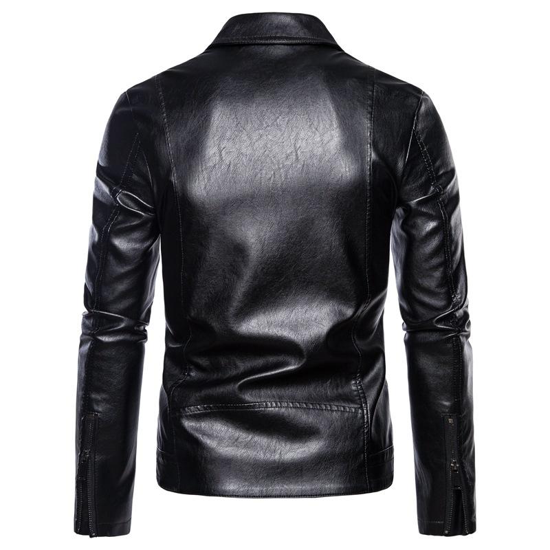 Весенне-осеннее мужское кожаное пальто с лацканами, модная тонкая мотоциклетная кожаная куртка, красивая повседневная молодежная корейская куртка для мужчин