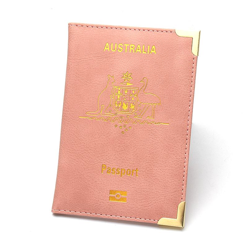 Australia Passport Holder: Slim Leather with Copper Details and Ticket Pocket
