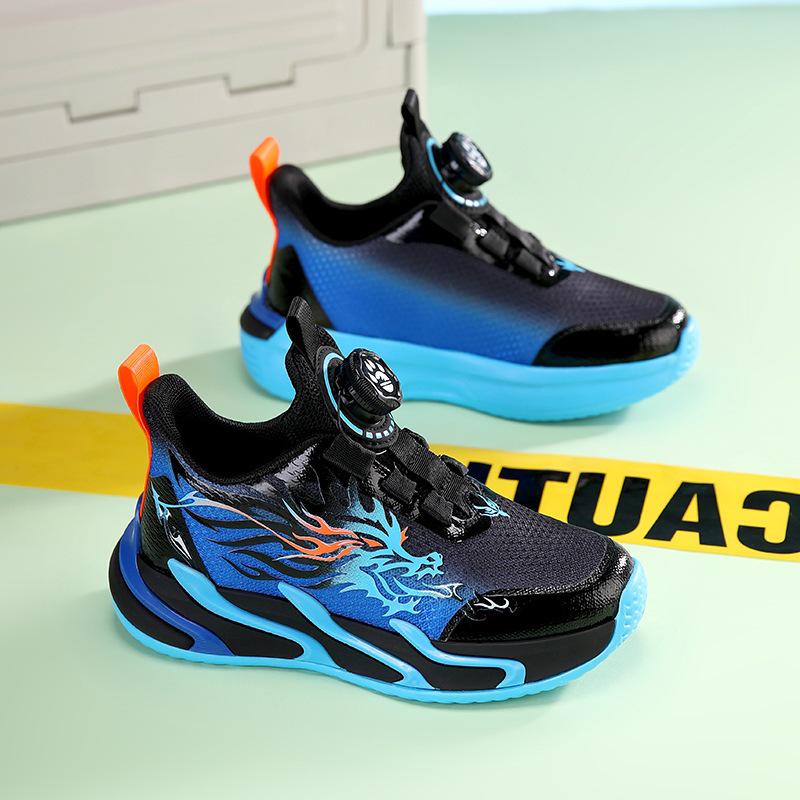 Красные спортивные кроссовки для мальчиков Осень 2025 с вращающейся пряжкой - Дышащие беговые кроссовки для детей