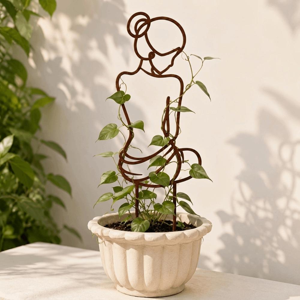 Iron Character Silhouette Plant Stand Strong Load Bearing Plant Trellis Balcony Garden