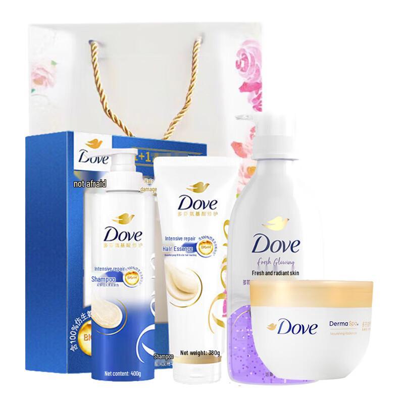DOVE Увлажняющий набор для ухода за волосами и телом, 4 предмета, подарочный