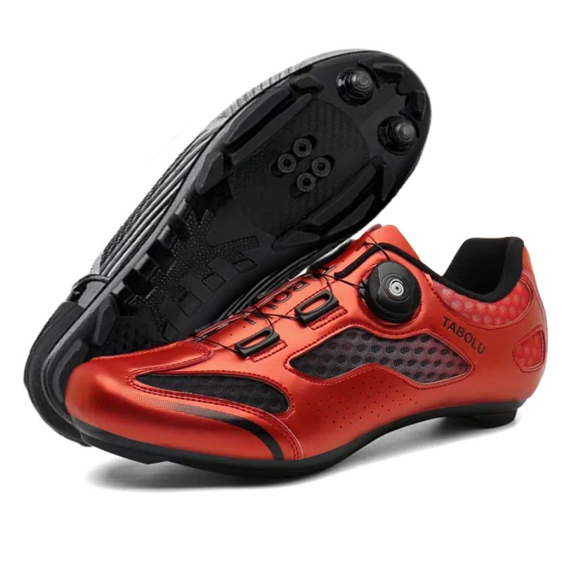 Cycling Shoes with Rotating Buckle - Breathable Unisex MTB Shoes Non-Slip Nylon Outsole Durable Leather Outdoor Riding Shoes