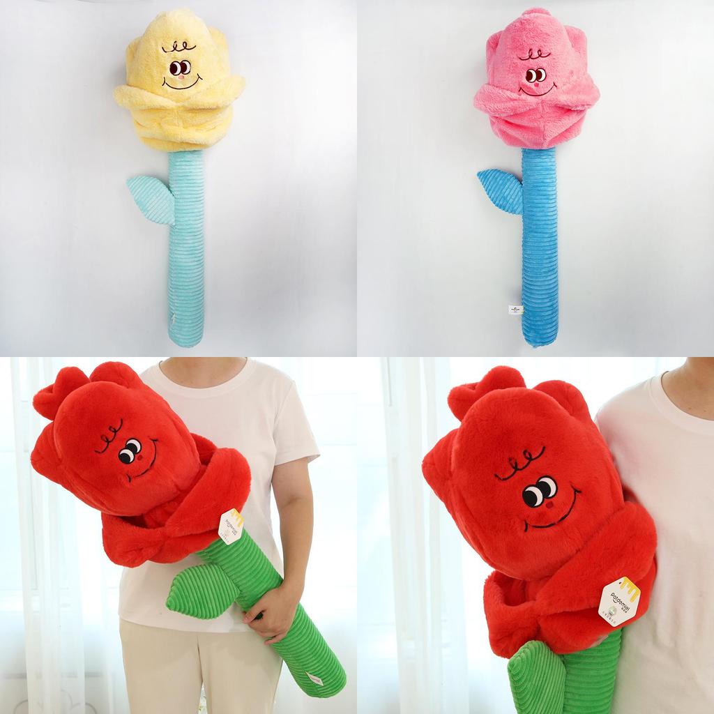 Красивые Плюшевые Цветы Розы Желтого и Розового Цвета Варианты 48 см и 85 см