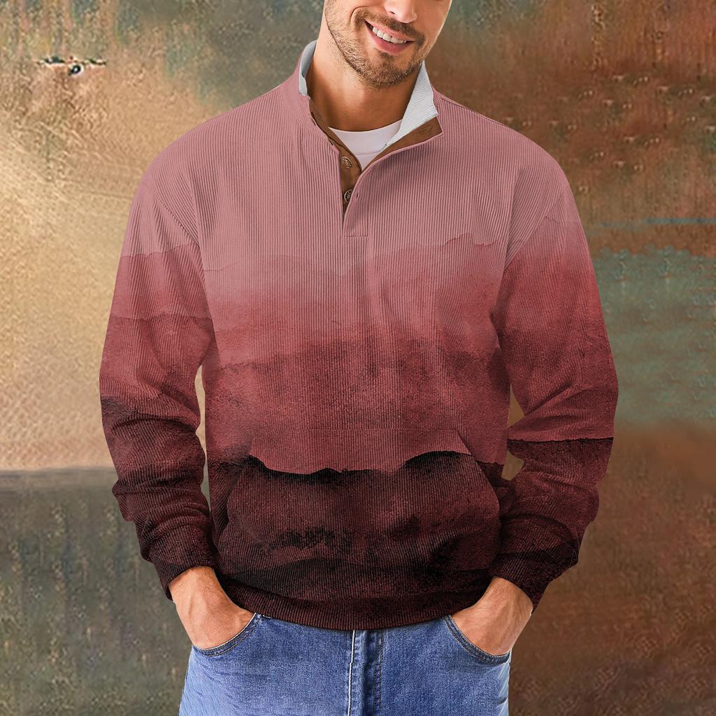 Мужская повседневная толстовка в стиле ретро с градиентным принтом