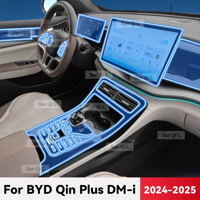 Прозрачный ТПУ Для BYD QIN PLUS 2024 2025 Автомобильная Центральная Консоль Медиа Панель Приборной Панели Навигация Защита от Царапин Пленка для Интерьера