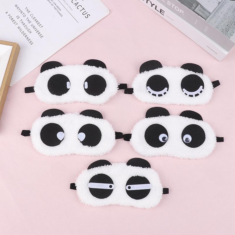 Cute Design Accessories Plush Panda Face Eye Mask Travel Sleeping Soft Eyeshade Portable Sleeping Cover
