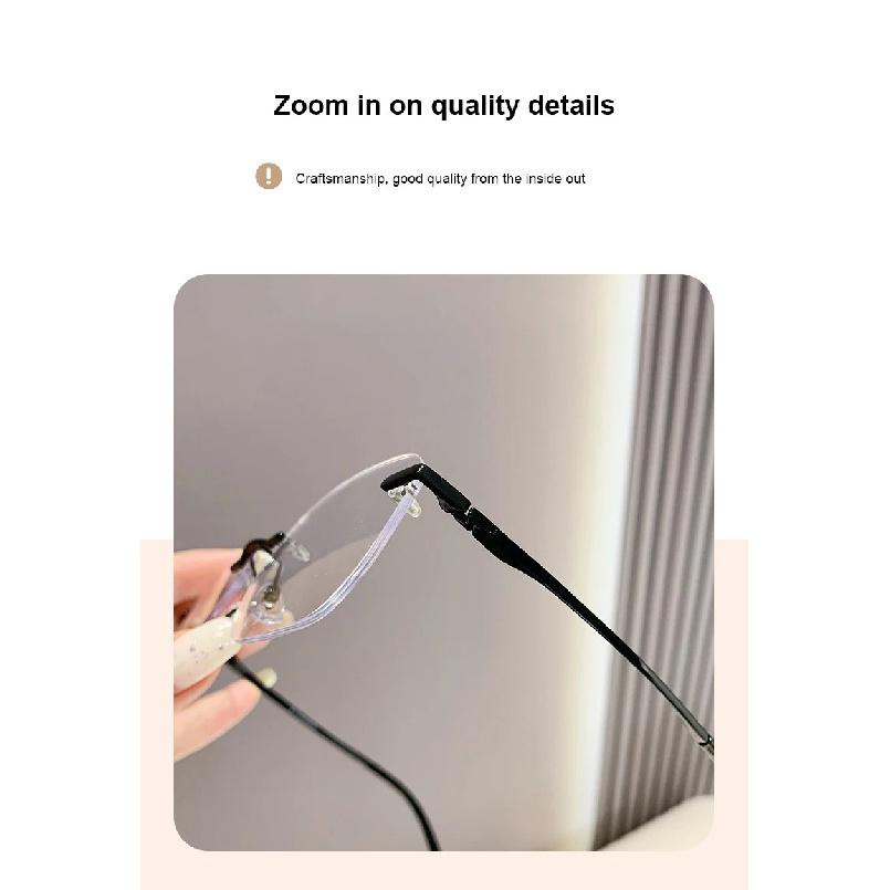 Men Pure Titanium Rimless Eyeglasses Frame Women Blue Light Blocking Lens Frameless Glasses Prescription Myopia Reading Eyewear