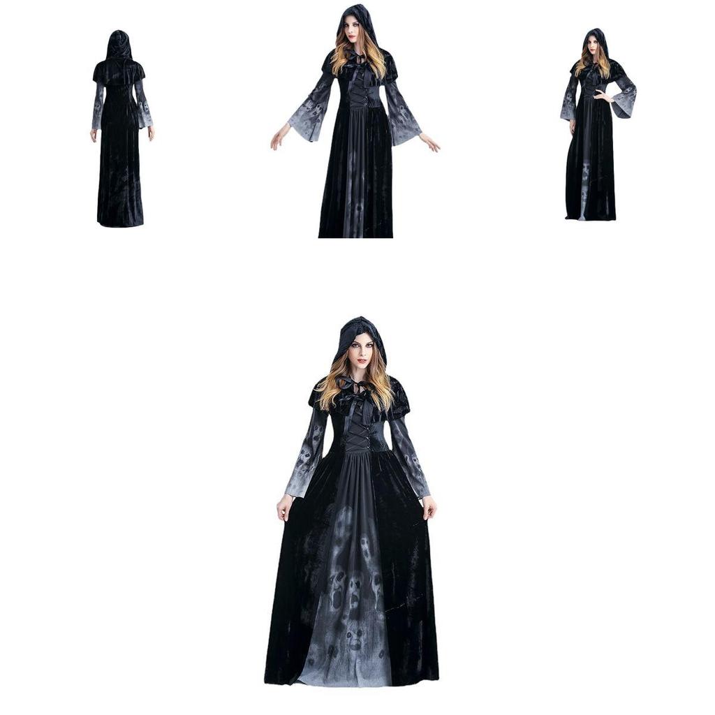 Стильное длинное платье вампира на Хэллоуин с облегающим кроем для ролевой игры ведьмы