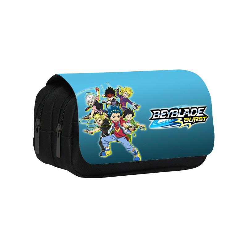 Beyblade Cartoon Character Print Student Double Layer Stationery Storage Bag For School And Travel Use
