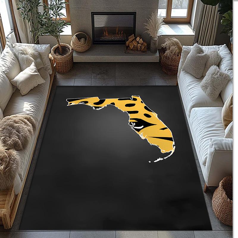Florida Panthers Printed Crystal Velvet Area Rug, Soft Anti-Slip Water Absorbent Floor Mat for Living Room Bedroom