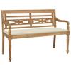 Bench - vidaXL - Batavia - 120 Cm - Solid Teak Wood - Cream Cushion