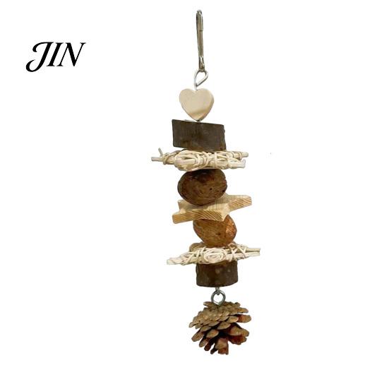 Wooden Parrot Chew Toy Toy, Pine Cone Bird Blocks Anxiety Relief Enrichment Cage Accessories for Small Medium Parrots Foraging Biting Beak Care