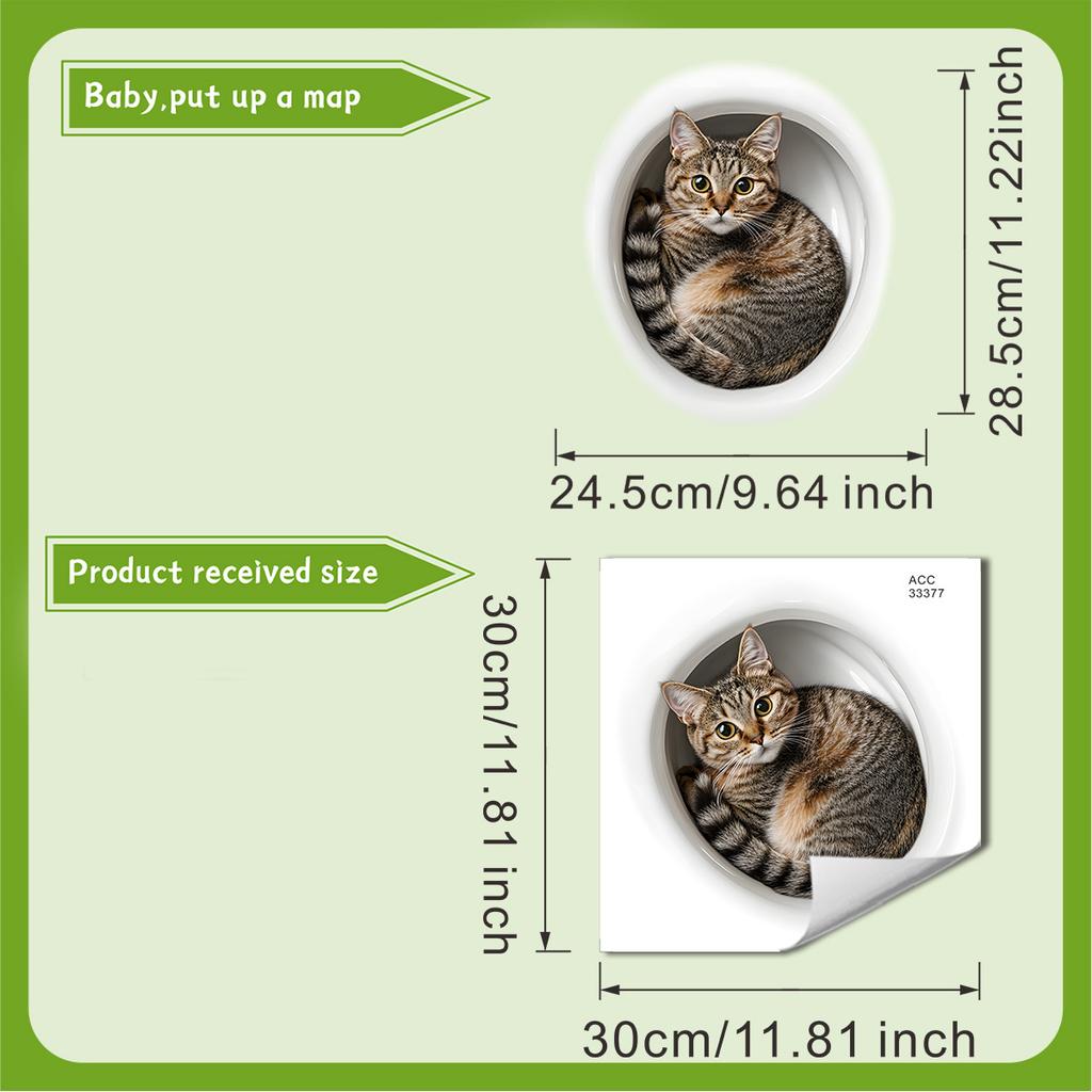 3D Funny Cat Toilet Sticker Bathroom Toilet Cover Sticker Wall Stickers Animal Wc Accessories for Home BathRoom Decoration