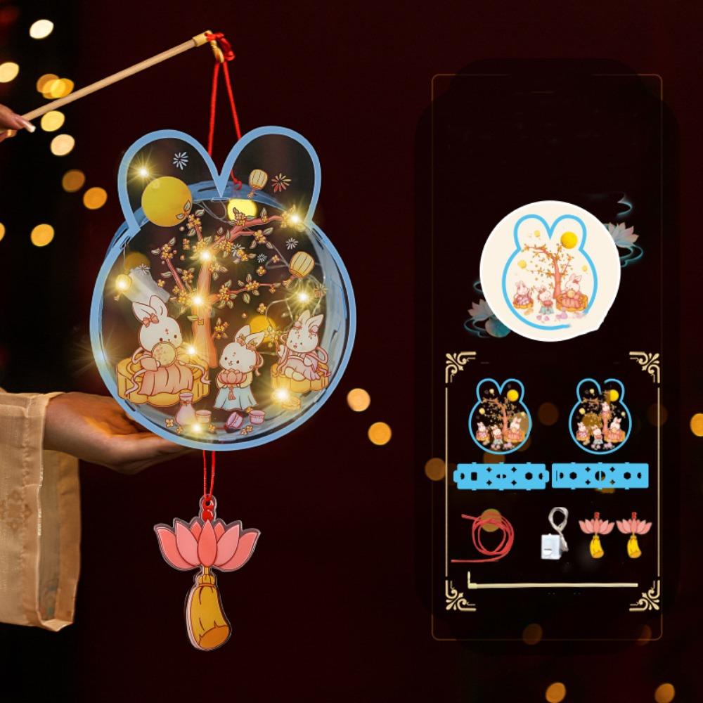 Glowing Mid-Autumn Festival Lantern DIY Handmade Light-Up Bunny Lantern  Party Decoration
