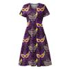 Women's Summer Casual Fashion Print Short Sleeve V-Neck Swing Dress