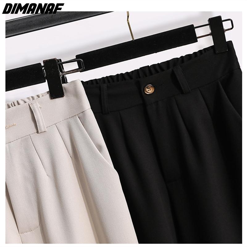 Dimanaf Летний стиль Брюки гаремы с высокой талией из хлопка оверсайз с эластичной застежкой