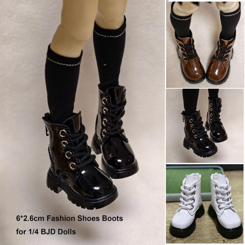 3 Colors Doll Shoes Boots Fashion Dress Up Footwear Dolls Bright Leather Boots for 1/4 BJD Dolls