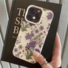 Винтажный чехол для телефона с фиолетовым цветочным узором для iPhone 17 Pro Max 16 Plus 15 Pro 14 13 12 11 XR 17Air Мягкий чехол с текстурой личи