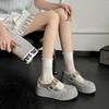 Fashion Versatile Silver Platform Big Head Shoes Women's 2025 New Spring and Summer Light Mouth Mary Jane Shoes Heightening Low-top Board Shoes