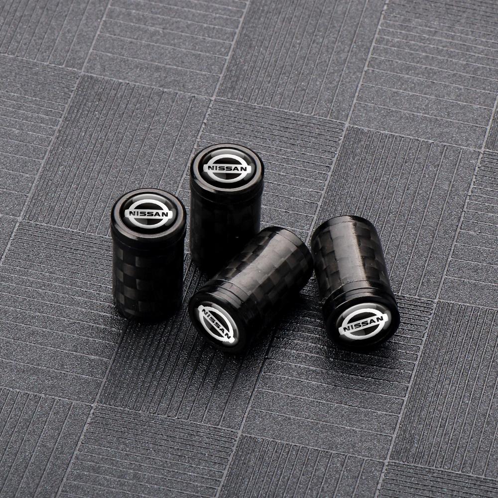 CHUQAZ1 4pcs Car Style Wheel Tire Carbon Fiber Metal Valve Cover Tire Dust Cover For Nissan Nismo X-Trail Qashqai Micra Patrol Maxima