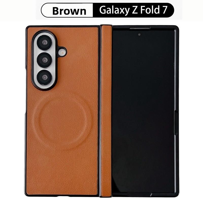 Для Samsung Galaxy Z Fold 7 6 5 4 3 Fold7 Fold6 Чехол для телефона Magsafe Пленочный Кожаный Шарнир Складной Беспроводная Зарядка Магнитная Крышка
