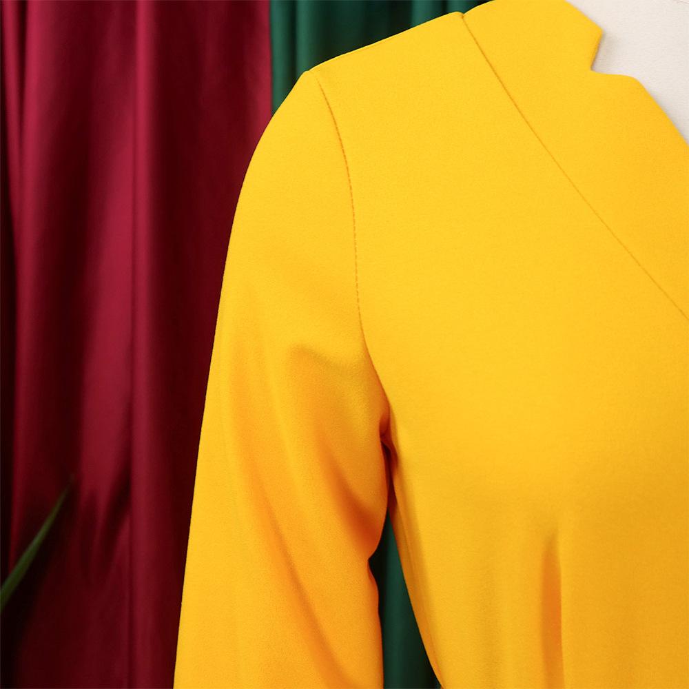 YYFS Women's Fashion Spring Fall Solid Color Print 3/4 Sleeves V-Neck High Waist Casual Dresses