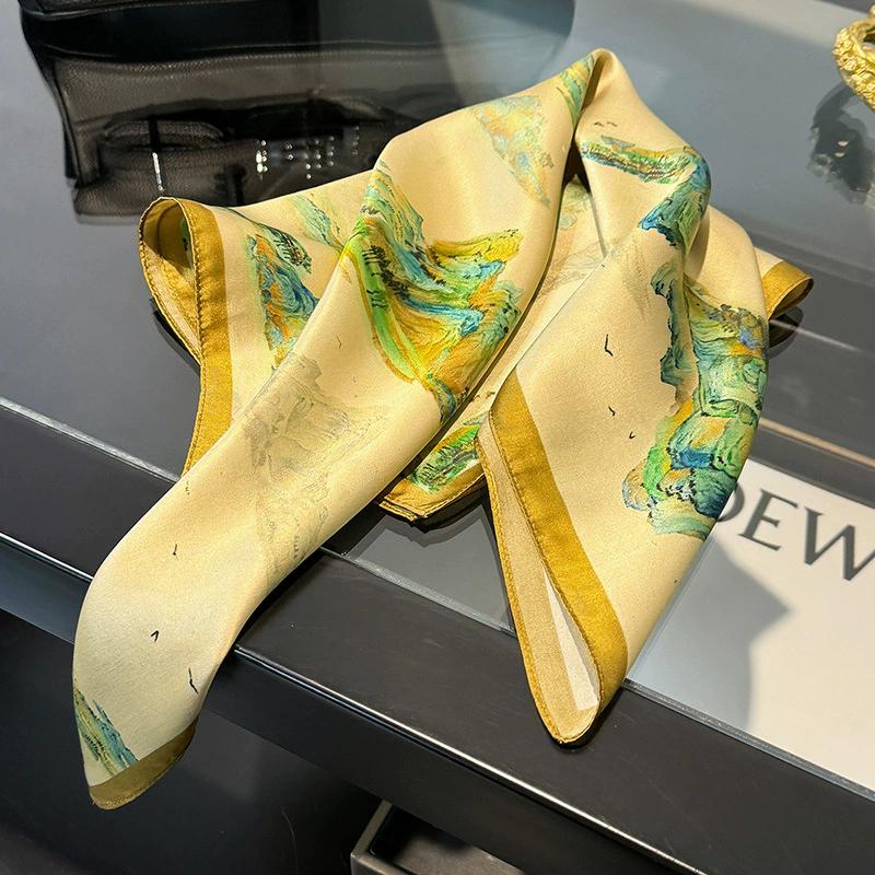 Новый 100% Натуральный Шарф из Натурального Шелка Женский Платок Бандана Квадратные Шарфы Палантин Косынка Тутовый Весенняя Мода Роскошный Высокое Качество Хиджаб