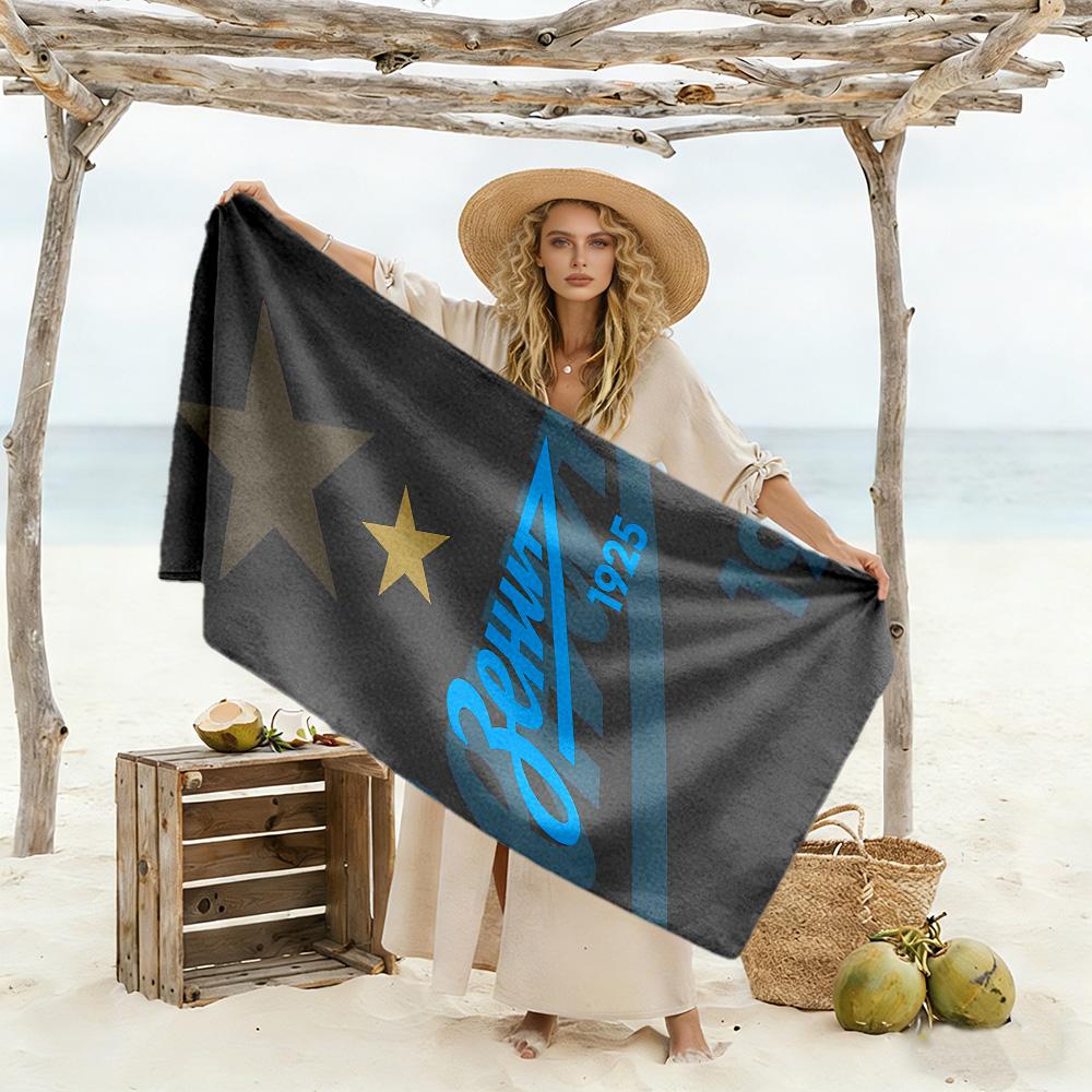 Fc Zenit Saint Petersburg Theme Beach Towel High Absorbency & Quick-Dry Comfortable Lightweight Suitable for Swimming, Gym, Camping, Yoga Vacation