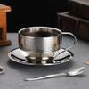 170/200/250/280 мл Чашка для кофе из нержавеющей стали, чашка для молока и набор блюдец с ковриком-подставкой, ложкой и ручкой, легко моется и многоразовая