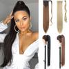 Synthetic Long Straight Hair Extension Wrap Around Clip In Heat Resistant Fiber Ponytail Natural Pony Tail for Women