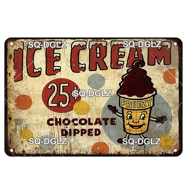 [SQ-DGLZ] Металлическая вывеска с молочным коктейлем, винтажная жестяная табличка, украшение для стены, домашний декор, вывеска для бара, домашний декор, плакат с мороженым