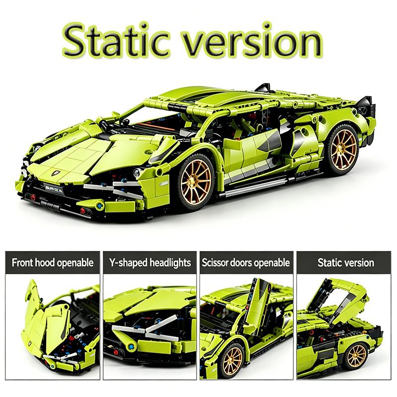 1:14 MOC Mechanical Remote Control Sports Car Building Block Set - DIY Assembly Racing Puzzle Toy for Decoration Birthday Gift